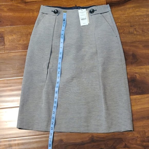 L.K. Bennett Mableen Navy and Cream Stripe Skirt - Picture 11 of 15